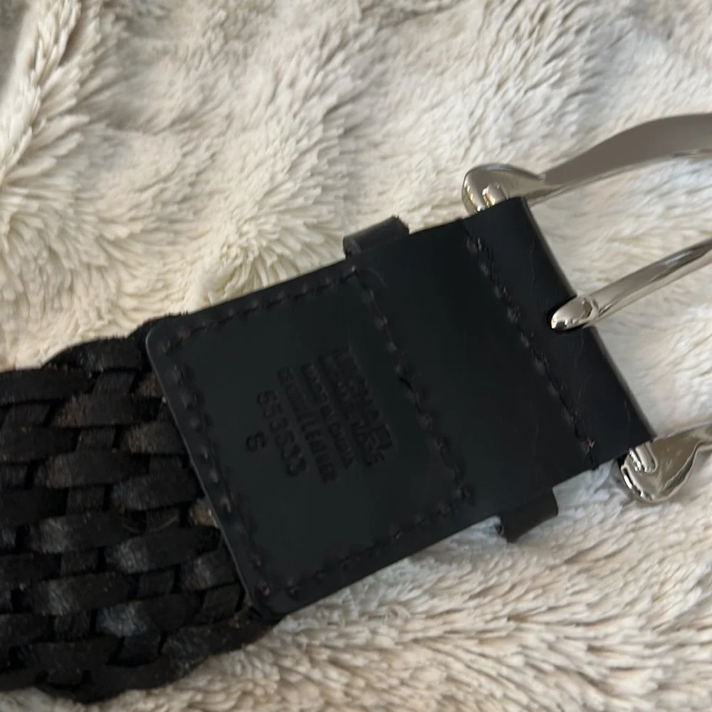 Michael Kors Black Woven Wide Leather Belt Small